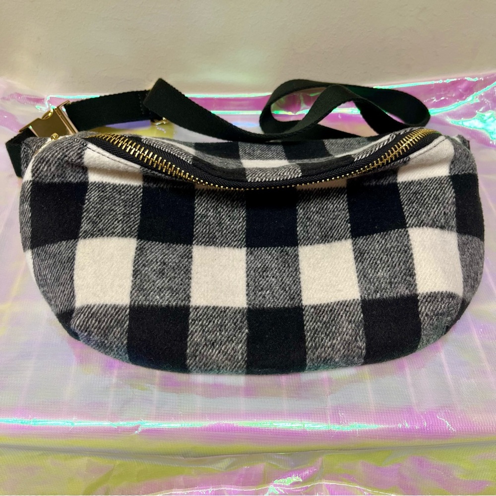 Stoney Clover Lane Black and White Checkered Crossbody Bag - Picture 3 of 8